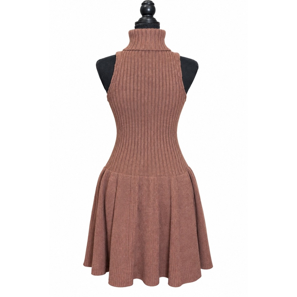 Free People Millie Sweater Mini Dress Ribbed Sleeveless Turtleneck XS Brown - Picture 3 of 7